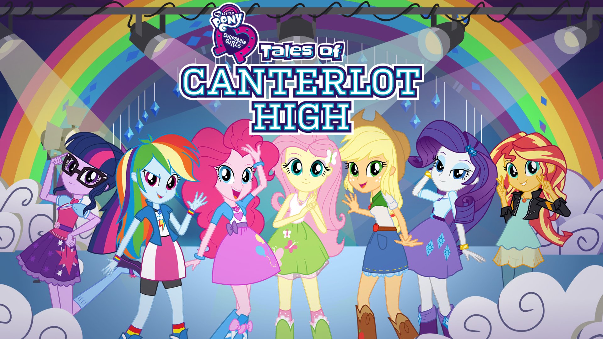 Download Sunset Shimmer Rarity (My Little Pony) Applejack (My Little Pony) Fluttershy (My Little Pony) Pinkie Pie Rainbow Dash Sci-Twi (My Little Pony) TV Show My Little Pony: Equestria Girls - Tales Of Canterlot High  HD Wallpaper