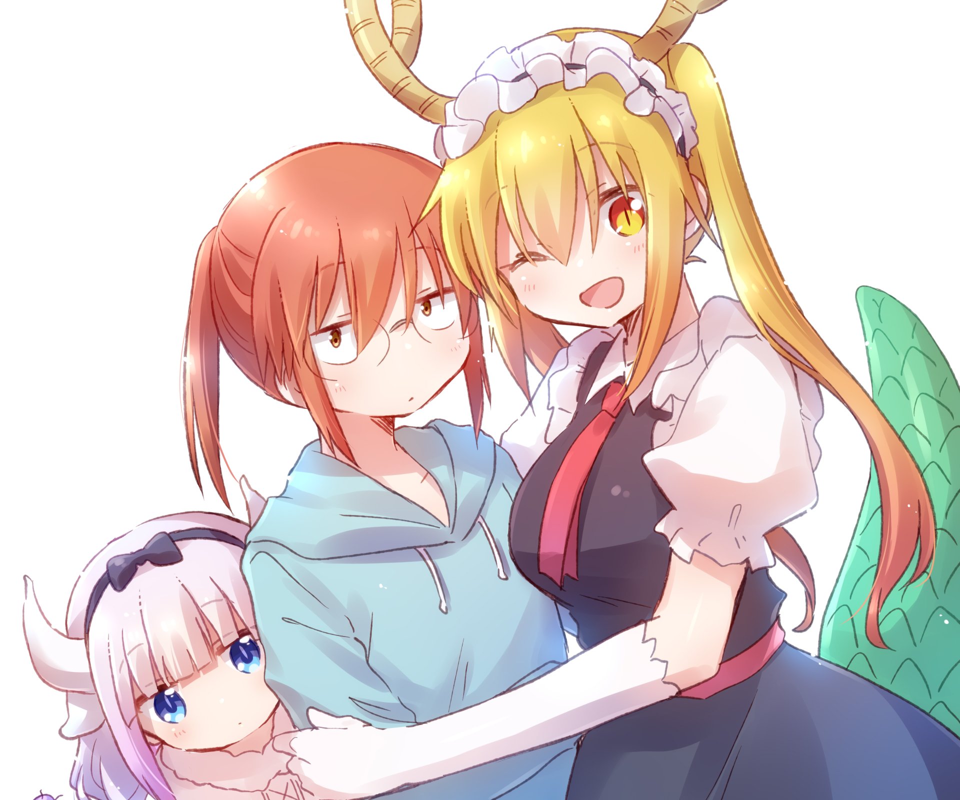 Download Kobayashi (Miss Kobayashi's Dragon Maid) Tohru (Miss Kobayashi's Dragon Maid) Kanna Kamui Anime Miss Kobayashi's Dragon Maid HD Wallpaper
