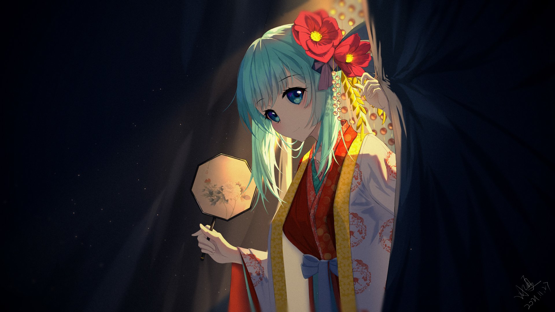 Download Flower Blue Eyes Blue Hair Hatsune Miku Anime Vocaloid 8k Ultra HD Wallpaper by 冰夏长至