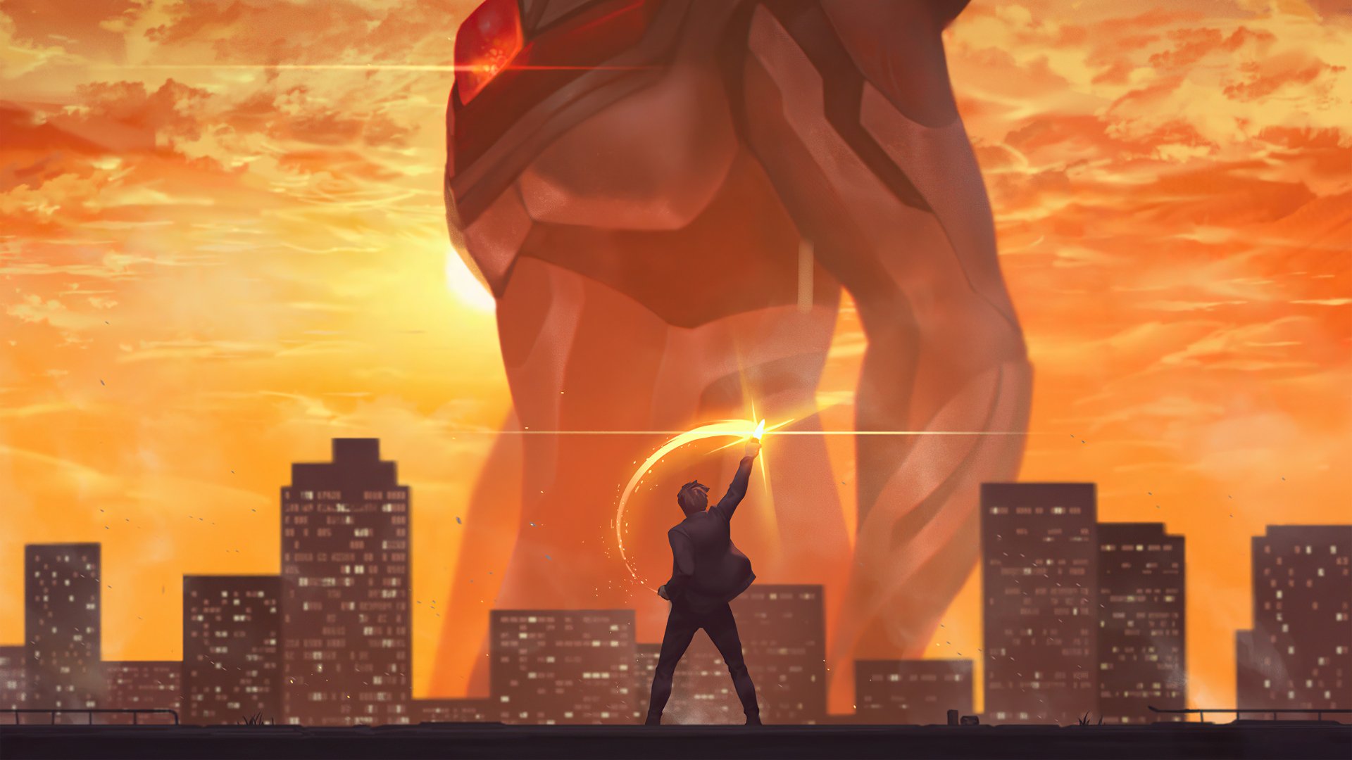 download-city-sunset-giant-anime-boy-anime-boy-anime-sunset-4k-ultra-hd