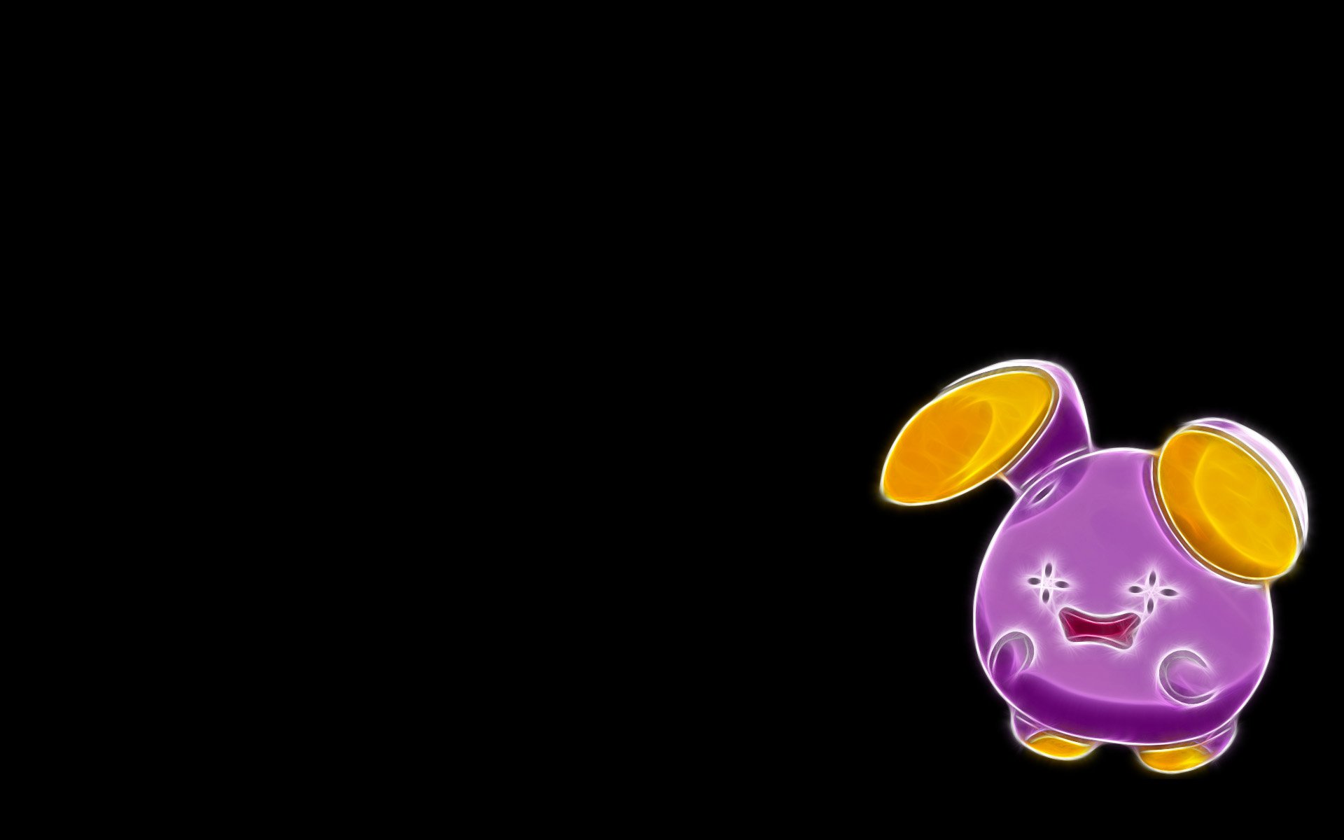 HD anime-style desktop wallpaper featuring Whismur, a Pokémon character, set against a black background.