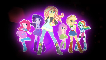 Fluttershy (My Little Pony) Rainbow Dash Pinkie Pie Rarity (My Little Pony) Applejack (My Little Pony) Sunset Shimmer movie My Little Pony: Equestria Girls - Friendship Games HD Desktop Wallpaper | Background Image