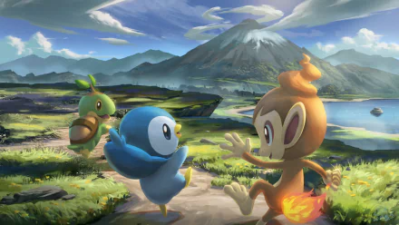 Chimchar (Pokémon) Piplup (Pokémon) Turtwig (Pokémon) Anime Pokemon HD Desktop Wallpaper | Background Image