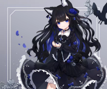 black hair dress Anime girl anime girl HD Desktop Wallpaper | Background Image