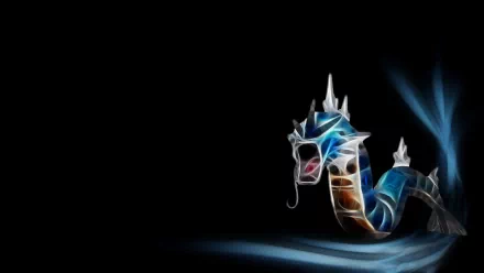 A striking HD wallpaper featuring Gyarados, the water Pokémon, set against a dark background with dynamic blue and silver hues, capturing the essence of Pokémon anime.