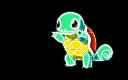 A vibrant HD desktop wallpaper featuring Squirtle from Pokémon, showcasing its anime-inspired design against a stark black background.