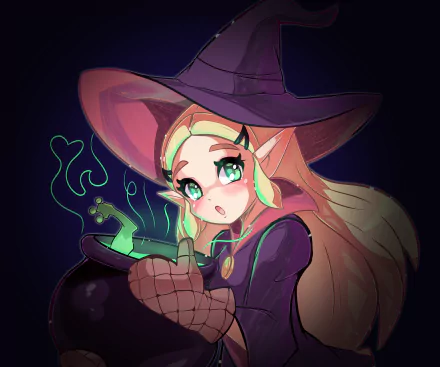 Princess Zelda from The Legend of Zelda video game, depicted as a witch with glowing green magic in a 4K Ultra HD PC desktop wallpaper.