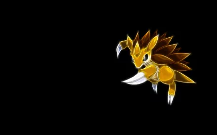 HD PC desktop wallpaper of anime-style Ground Pokémon Sandslash: glowing golden Sandslash with long claws on a black background.