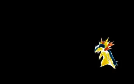 A vibrant HD wallpaper featuring Typhlosion, the fire Pokémon, set against a sleek black background, showcasing its dynamic anime design.