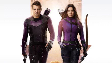 Kate Bishop Jeremy Renner Hailee Steinfeld Clint Barton TV Show Hawkeye HD Desktop Wallpaper | Background Image