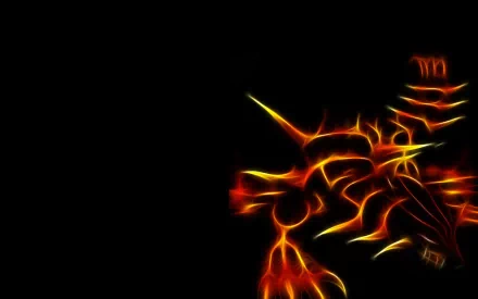 HD PC wallpaper featuring glowing fiery lines forming the legendary fire Pokémon Groudon from the Pokémon anime, set against a black background.