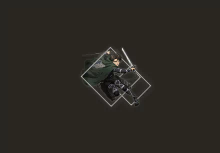 HD PC desktop wallpaper featuring Levi Ackerman from the anime Attack on Titan in dynamic action pose with blades drawn against a dark background.