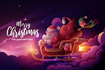 sleigh Merry Christmas Santa holiday Christmas HD Desktop Wallpaper | Background Image