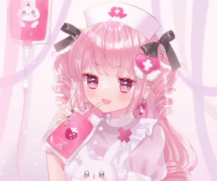 pink hair nurse Anime girl anime girl HD Desktop Wallpaper | Background Image