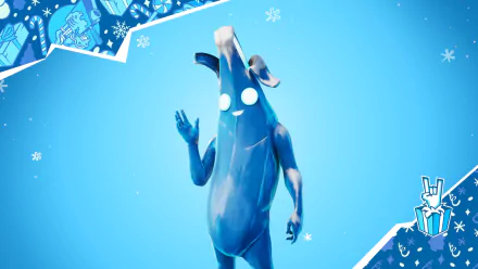 HD Fortnite PC desktop wallpaper featuring a blue character with glowing eyes against a snowy, winter-themed background.