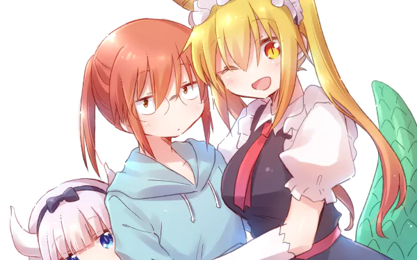 Kobayashi (Miss Kobayashi's Dragon Maid) Tohru (Miss Kobayashi's Dragon Maid) Kanna Kamui Anime Miss Kobayashi's Dragon Maid HD Desktop Wallpaper | Background Image