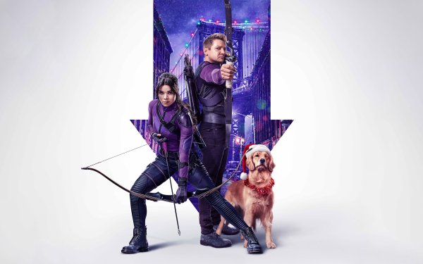 TV Show Hawkeye Clint Barton Hailee Steinfeld Jeremy Renner Kate Bishop Lucky the Pizza Dog HD Wallpaper | Background Image