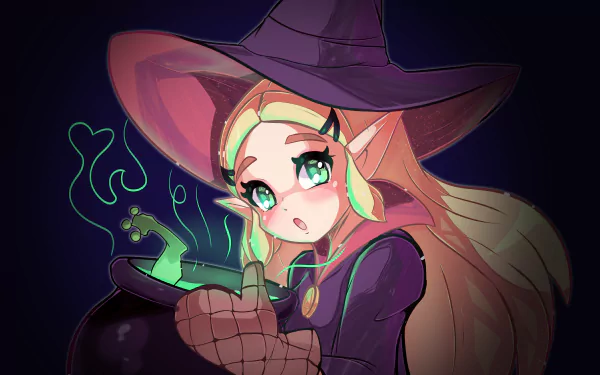 Princess Zelda from The Legend of Zelda video game, depicted as a witch with glowing green magic in a 4K Ultra HD PC desktop wallpaper.
