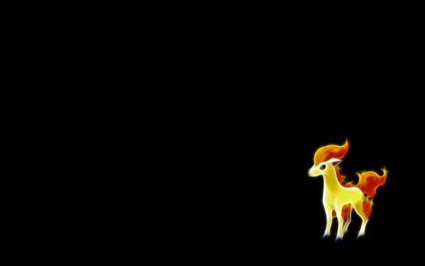 HD PC desktop wallpaper: Ponyta (Fire Pokémon) from the Pokémon anime — a fiery-maned Ponyta stands at right against a black background.