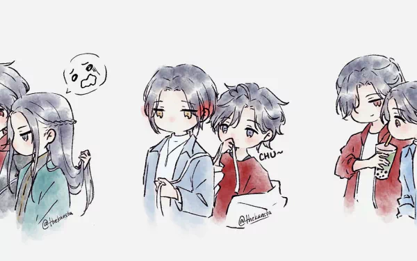 Xie Lian Hua Cheng Shen Qingqiu Luo Binghe Lan Wangji Wei Wuxian The Scum Villain's Self-Saving System Tian Guan Ci Fu Mo Dao Zu Shi Anime crossover HD Desktop Wallpaper | Background Image