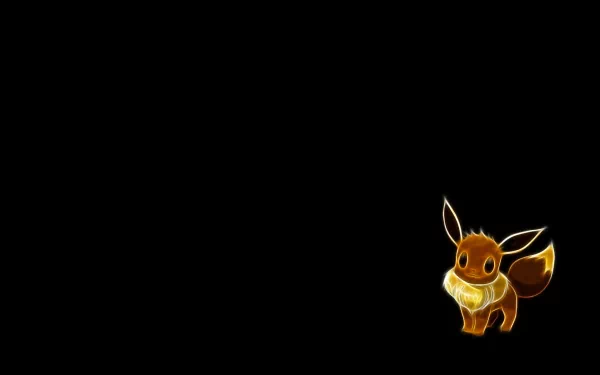 HD desktop wallpaper featuring a cute, glowing Eevee from Pokémon against a black background. Tags: normal Pokémon, Eeveelutions, Eevee (Pokémon), Anime, Pokémon.