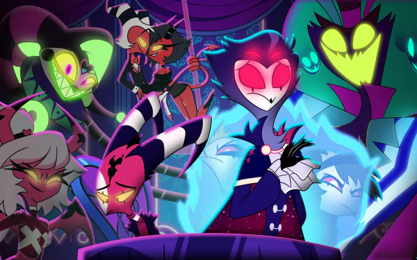 Verosika Mayday Stolas (Helluva Boss) Stella (Helluva Boss) Octavia (Helluva Boss) Moxxie (Helluva Boss) Millie (Helluva Boss) Fizzarolli (Helluva Boss) Blitzo (Helluva Boss) Asmodeus (Helluva Boss) TV Show helluva boss HD Desktop Wallpaper | Background Image