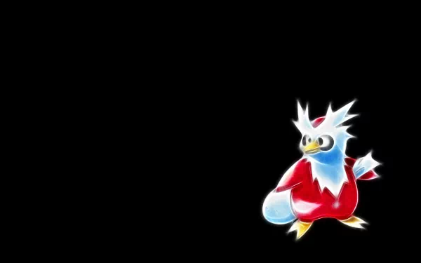 HD anime-style PC desktop wallpaper of Delibird, the flying Ice Pokémon, floating against a black background.