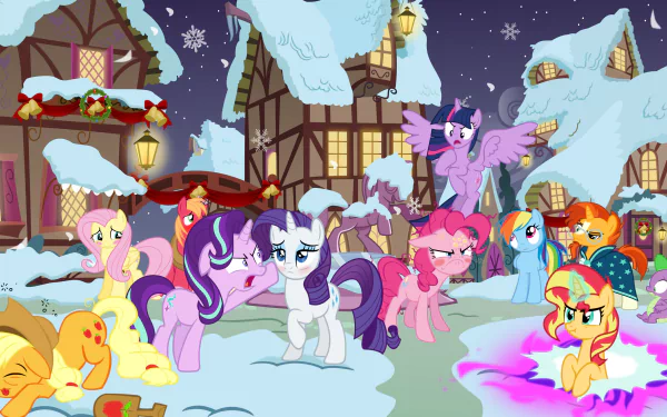 Sunburst (My Little Pony) Big Macintosh Fluttershy (My Little Pony) Spike (My Little Pony) Sunset Shimmer Applejack (My Little Pony) Rainbow Dash Pinkie Pie Twilight Sparkle Rarity (My Little Pony) Starlight Glimmer TV Show My Little Pony: Friendship Is Magic HD Desktop Wallpaper | Background Image