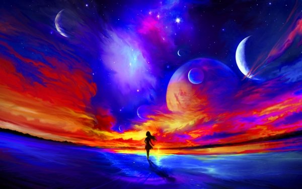 Sci Fi Women Sky Planet HD Wallpaper | Background Image