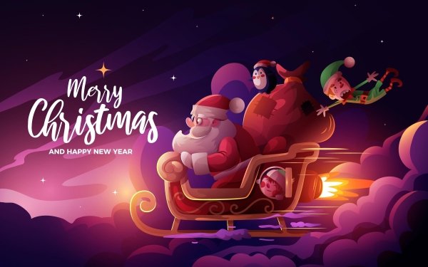 Holiday Christmas Santa Merry Christmas Sleigh HD Wallpaper | Background Image