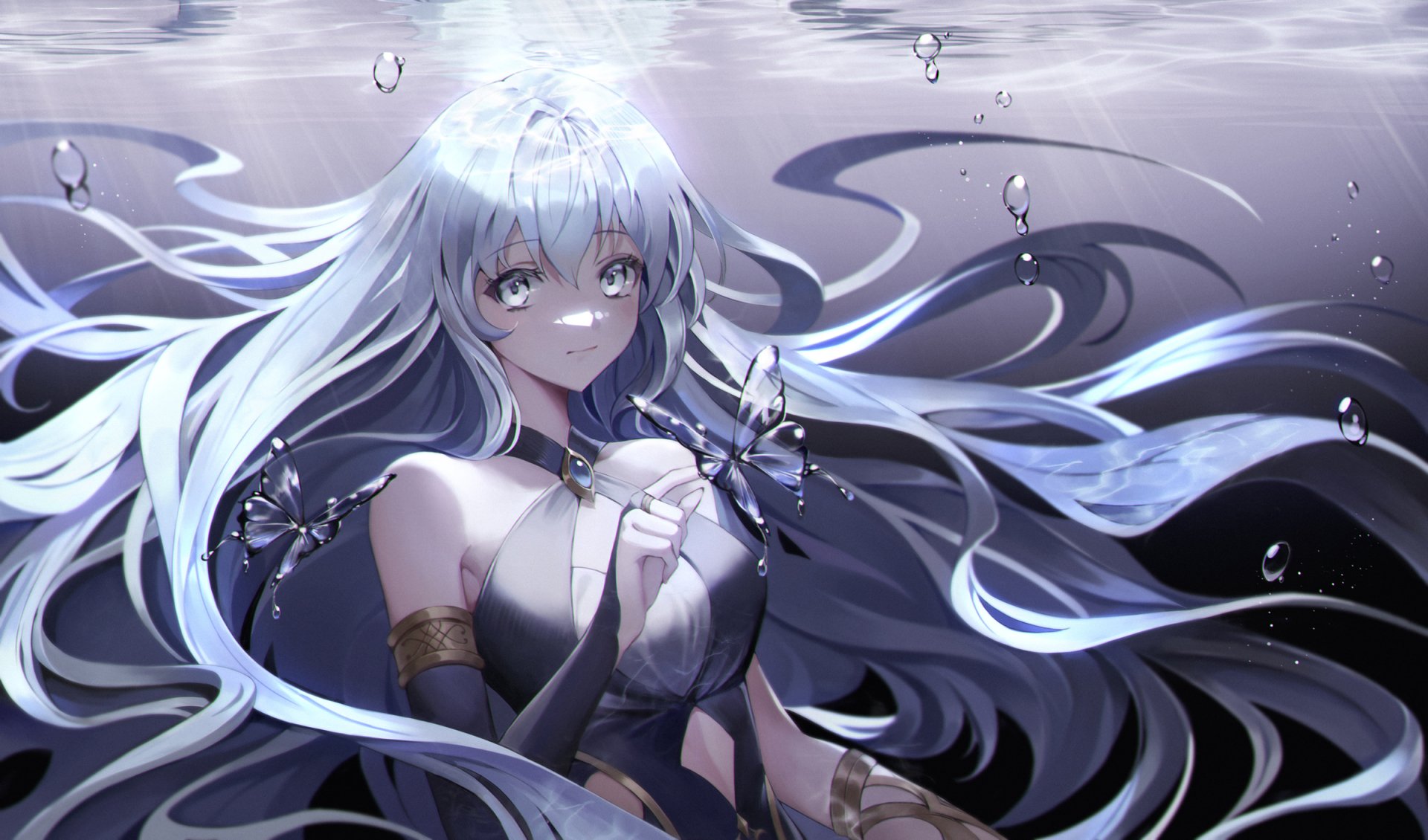 Download Long Hair Underwater Anime Girl Anime Girl HD Wallpaper