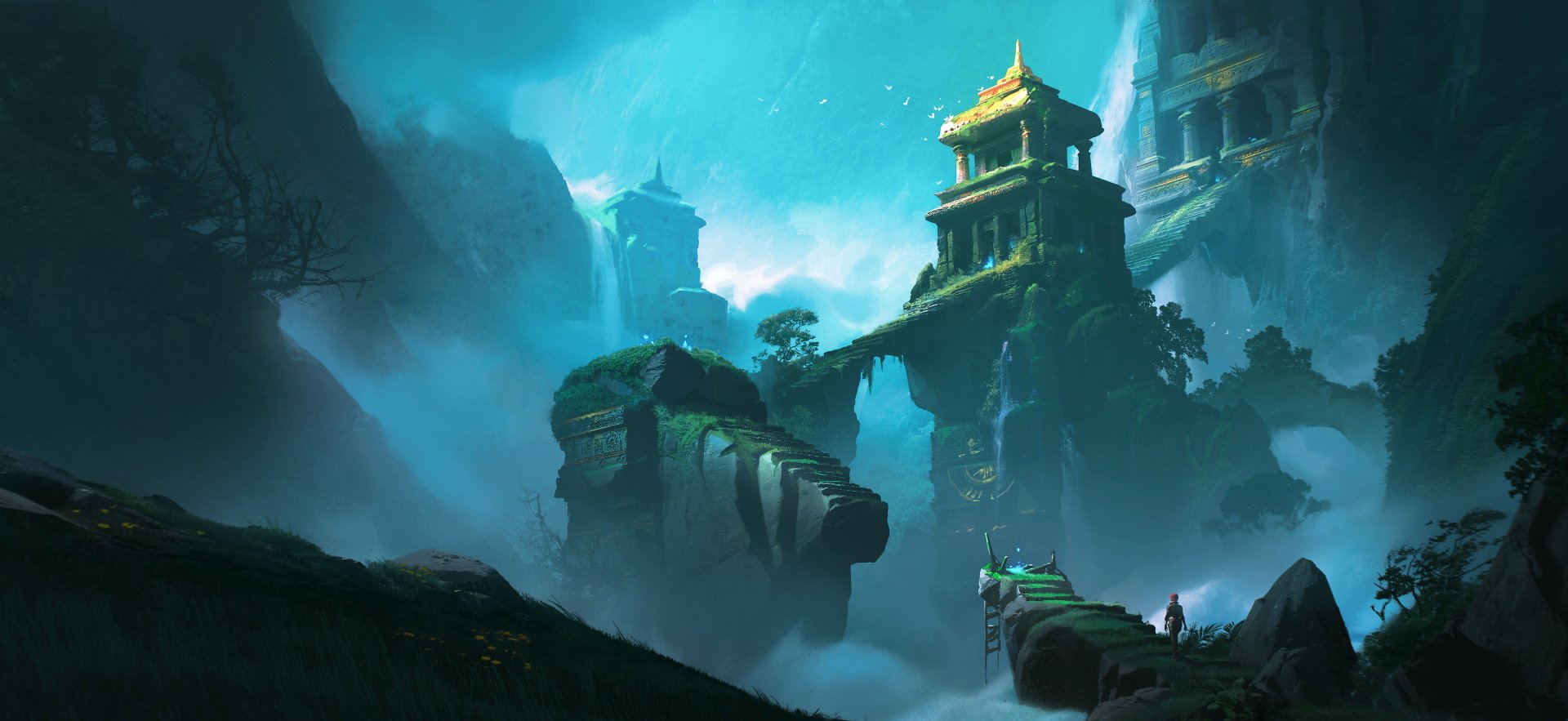 Download Fantasy Temple HD Wallpaper by Marina Nechaeva | 3840x1766 ...