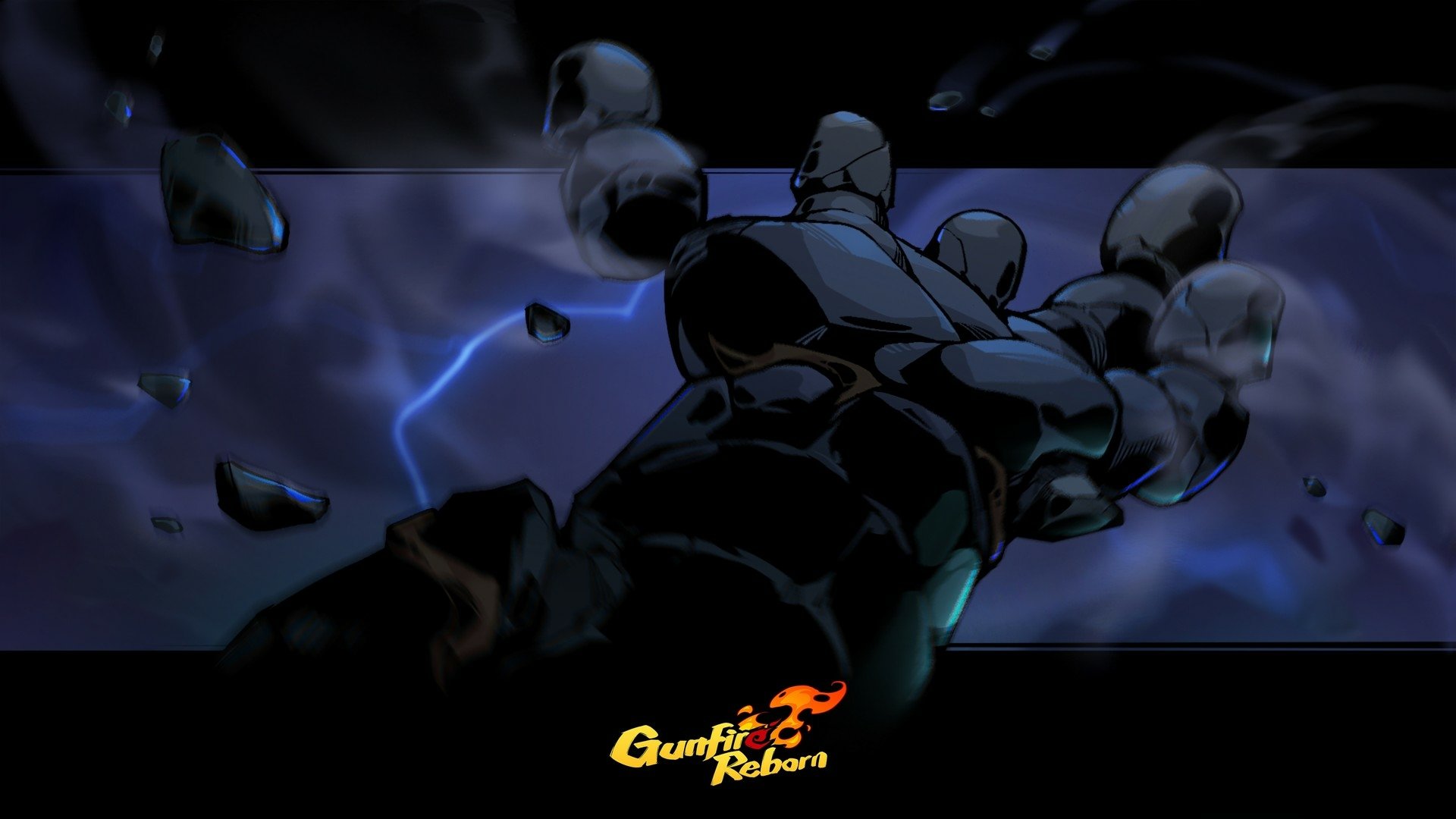 HD desktop wallpaper featuring a dynamic scene from Gunfire Reborn with stylized character and energy effects.