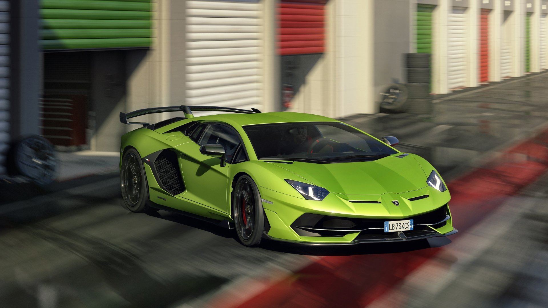 Download Green Car Supercar Vehicle Lamborghini Aventador SVJ 4k Ultra HD Wallpaper