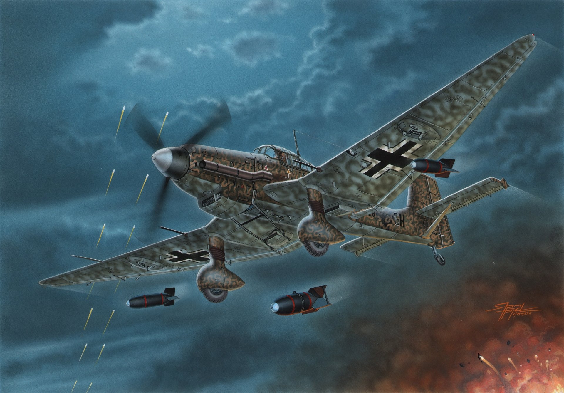 Download Luftwaffe Bomber Military Junkers Ju 87 4k Ultra HD Wallpaper