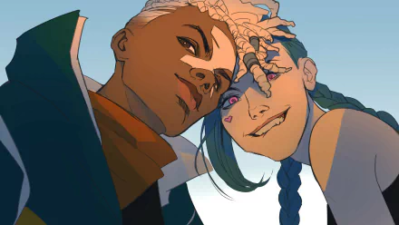 4K Ultra HD desktop wallpaper featuring Ekko and Jinx from the TV show Arcane, capturing their dynamic personalities in a vibrant, detailed League of Legends style.