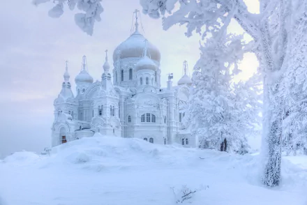 belogorsky monastery snow winter religious monastery HD Desktop Wallpaper | Background Image