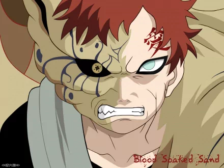 HD wallpaper featuring Gaara from Naruto, showcasing intense expression and distinctive features, set against a dynamic background. A vibrant addition for anime fans.