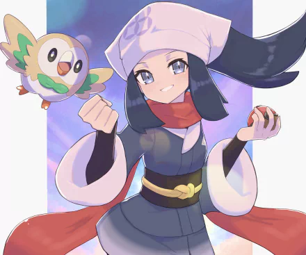 Akari (Pokémon) Rowlet (Pokémon) video game Pokémon Legends: Arceus HD Desktop Wallpaper | Background Image