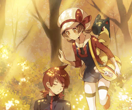 Silver (Pokemon) Quilava (Pokémon) Kotone (Pokémon) video game Pokémon: Gold and Silver HD Desktop Wallpaper | Background Image