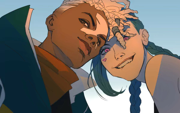 4K Ultra HD desktop wallpaper featuring Ekko and Jinx from the TV show Arcane, capturing their dynamic personalities in a vibrant, detailed League of Legends style.