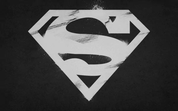 Black and white 4K Ultra HD desktop wallpaper featuring the iconic Superman comic symbol with a distressed texture on a dark background.