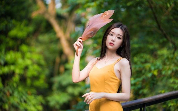 Women Asian Yellow Dress HD Wallpaper | Background Image