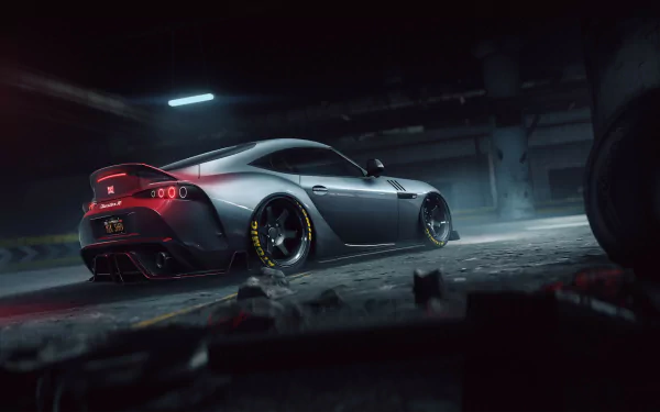 HD PC desktop wallpaper featuring the Jester RR sports car from the video game Grand Theft Auto V, showcased in a dark, moody underground setting.