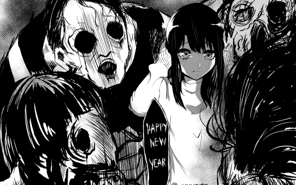 Happy New Year Miko Yotsuya Anime Mieruko-chan HD Desktop Wallpaper | Background Image