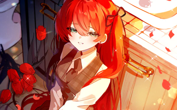 red hair Anime girl anime girl HD Desktop Wallpaper | Background Image
