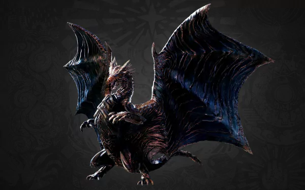 HD desktop wallpaper featuring the dragon-like Kushala Daora from Monster Hunter: World video game.