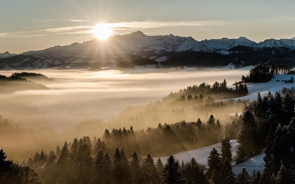 Earth Fog Sunrise Sea Of Clouds HD Wallpaper | Background Image