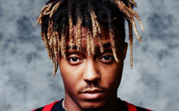 HD desktop wallpaper featuring a stylized portrait of a young man with dreadlocks against a textured grey background, suitable for a music-themed background.