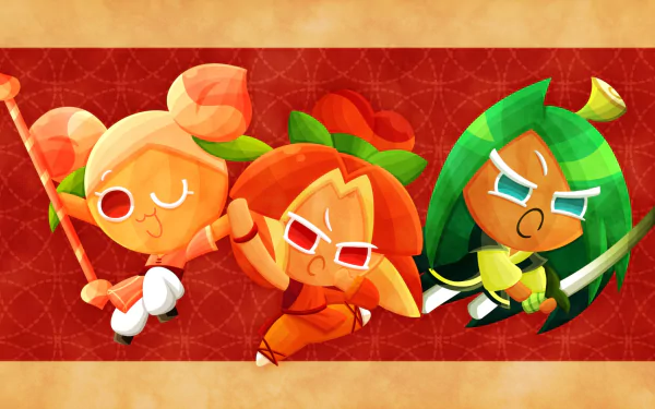 Plum Cookie (Cookie Run) Peach Cookie (Cookie Run) Leek Cookie (Cookie Run) video game Cookie Run: OvenBreak HD Desktop Wallpaper | Background Image